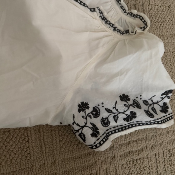 White Dress with Black Floral Embroidery - Picture 9 of 9